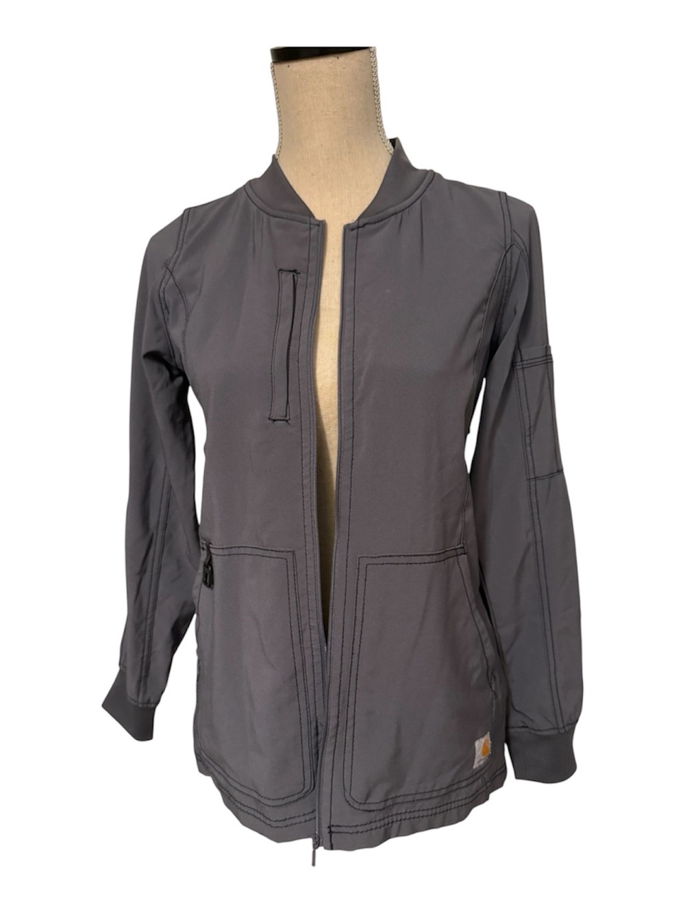 CARHARTT FORCE JACKET GRAY ZIP FRONT MODERN FIT POCKETS SIZE XS